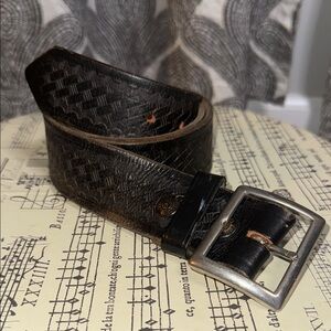 Jaypee Embossed Dark Brown Bridle Cowhide Leather Belt